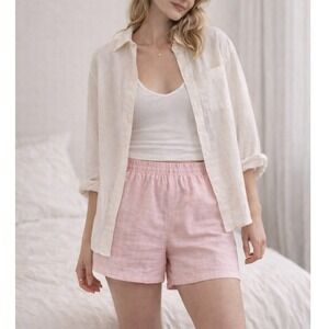 Wilfred Free Aritzia Linen Blend Blush Pink Shorts Coastal Clean Girl Small‎